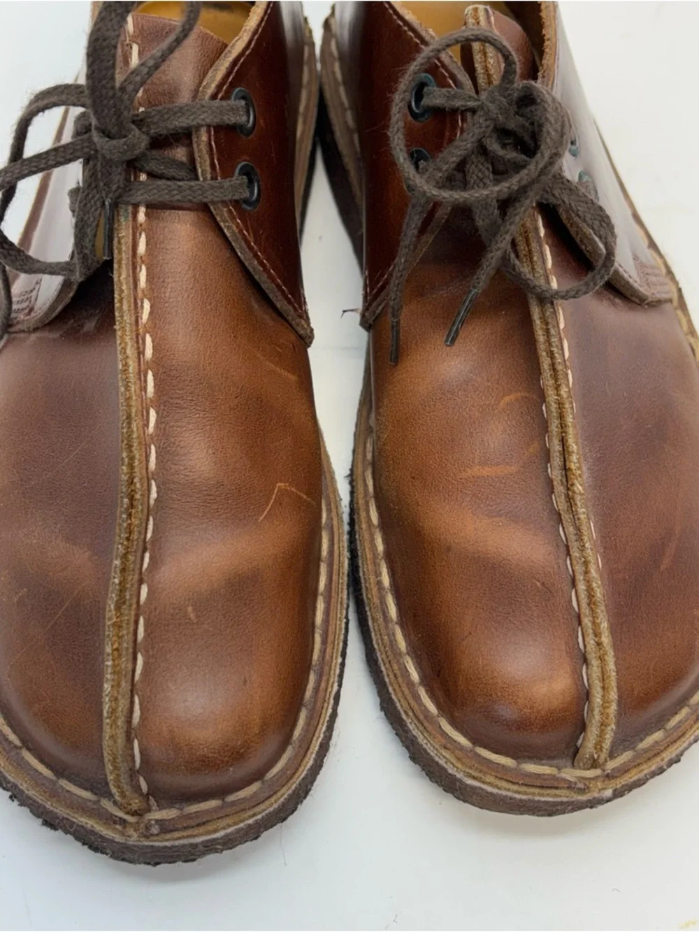 Clarks Originals Desert Trek Men 5.5/W 7.5 Beeswax Leather Center Seam Shoes Vtg